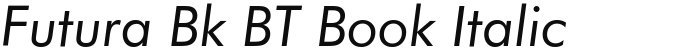 Futura Bk BT Book Italic