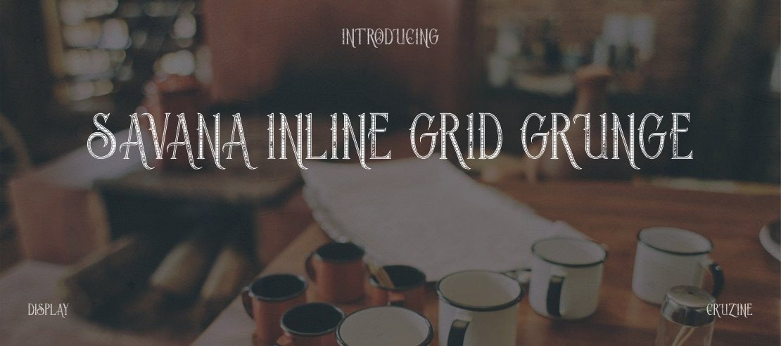 Savana Inline Grid Grunge Font