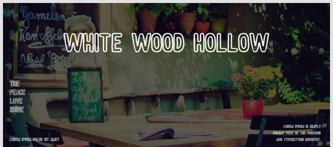 White wood Hollow Font