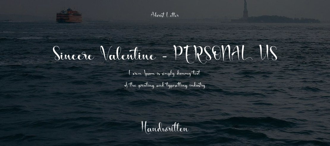 Sincere Valentine - PERSONAL US Font