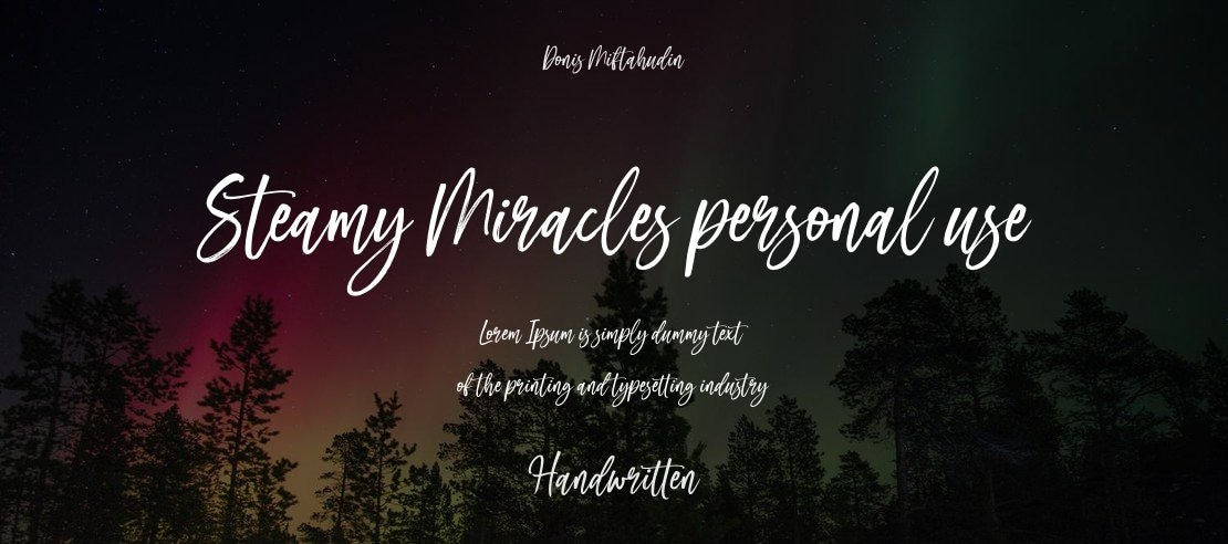 Steamy Miracles personal use Font