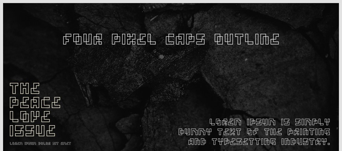 four pixel caps outline Font